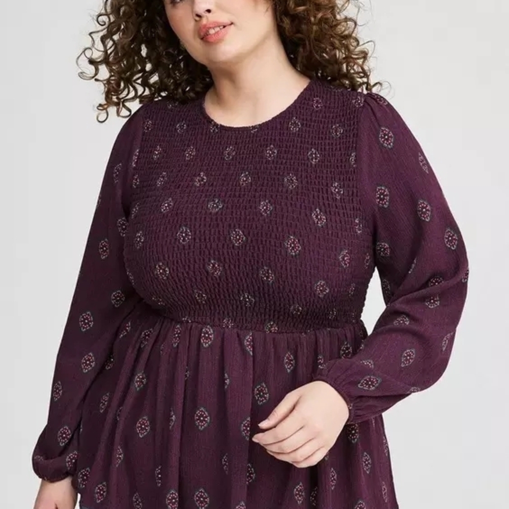 Torrid Peplum Crinckled Smocked Top Size 12